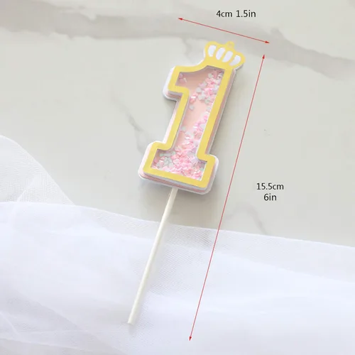 Miniatura 2 de 1er adorno para pastel para fiesta de cumpleaños de niños, 1er aniversario de boda, suministros de fiesta (rosa 1)