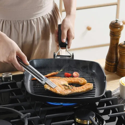 Miniatura 4 de SKITCHN Sartén Parrilla Antiadherente con Mango Plegable - Sartén KBBQ Compatible con Inducción para Estufas, Parrilla BBQ Cuadrada