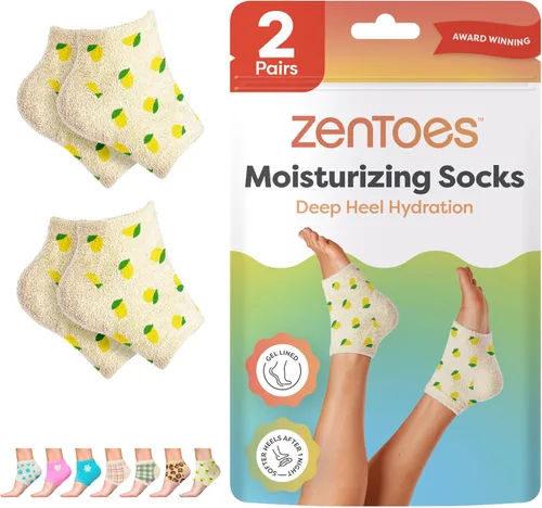 Miniatura 19 de ZenToes Calcetines hidratantes para tratamiento de talón agrietado, vitamina E, calcetines de talón con infusión de aceite de oliva y aceite de Azul