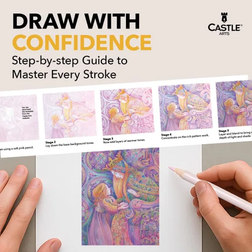 Miniatura 6 de Castle Art Supplies - Juego de lápices de colores Pasteltint en lata 48 colores en tonos más suaves y suntuosos para artistas profesionales