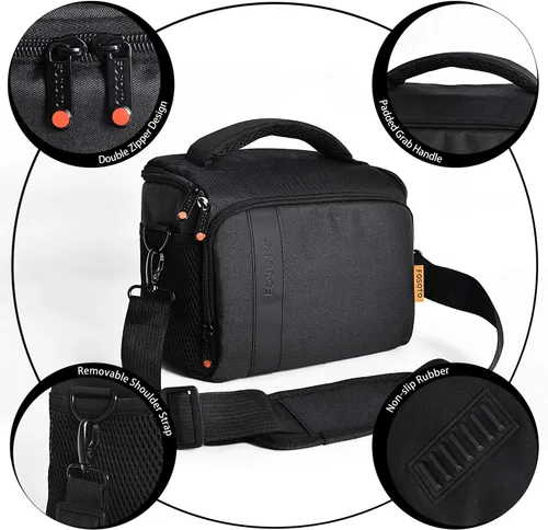 Miniatura 4 de FOSOTO Funda impermeable (con cubierta de lluvia) para cámara de hombro compatible con Nikon D5600 D750 D3300 Canon Rebel SL2 T7i EOS 80D 60D Sony
