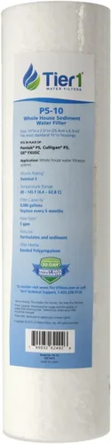 Miniatura 21 de Tier1 Cartucho de repuesto de filtro de agua de sedimentos de polipropileno hilado para toda la casa de 10 micrones, 10 pulgadas x 2.5 pulgadas