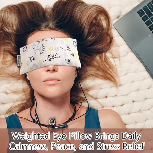Miniatura 6 de Almohada de ojos de lavanda para relajación, yoga, sueño - Máscara de ojos con peso para dolor de cabeza, sinusitis, compresa de calor húmedo de Azul