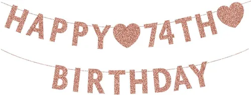 Miniatura 7 de Cartel dorado de feliz cumpleaños 74, purpurina para mujer u hombre de 74 años, decoraciones para fiestas