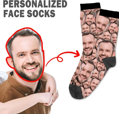 Miniatura 7 de Yofair Calcetines personalizados con foto – Calcetines divertidos personalizados con imagen – Regalos de Navidad personalizados para hombres