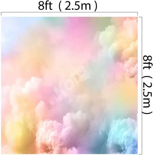 Miniatura 2 de Kate Telón de fondo de fotografía de nubes coloridas de 8 x 8 pies, color rosa y azul, fondo abstracto de tela, accesorios de estudio fotográfico
