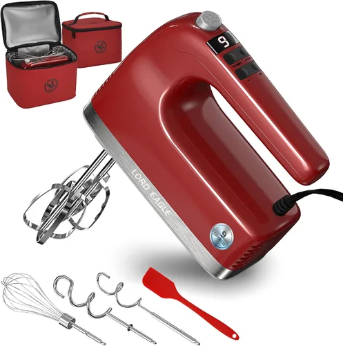 Miniatura 8 de Lord Eagle Batidora de mano digital de 9 velocidades, mezclador de cocina con motor de CC de 500 W para hornear pasteles, batidores de huevos Blanco