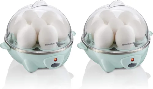 Miniatura 10 de Hamilton Beach - Olla eléctrica para huevos 3 en 1 para huevos duros, huevos escalfados, máquina de tortillas y vaporizador de verduras, para 7 menta