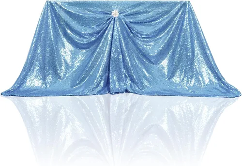 Miniatura 147 de PartyDelight Mantel de lentejuelas redondo de 50 pulgadas, color dorado claro, adorno de mesa para decoración de bodas, fiestas, cumpleaños