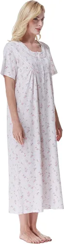 Miniatura 7 de Keyocean - Camisón de manga corta para mujer, 100 % algodón, suave, cómodo, ligero, con encaje, para verano, ropa de dormir