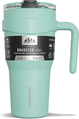 Miniatura 7 de Hydrapeak Roadster - Botella de agua de acero inoxidable de 40 onzas con aislamiento al vacío de doble pared con asa y tapa con popote 2 en 1