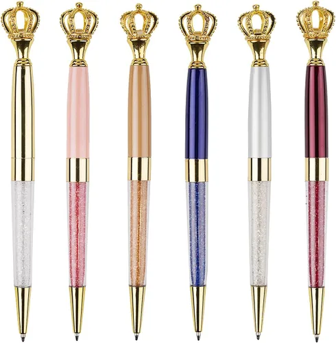 Miniatura 10 de YOUMI Bolígrafo de 3 bolígrafos de metal de cristal con corona, bonito bolígrafo brillante, bolígrafos de cristal personalizados, tinta negra