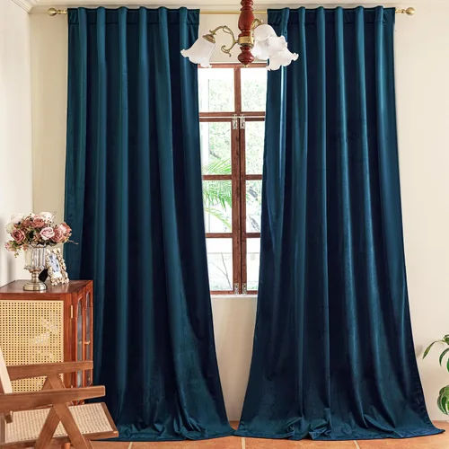 Miniatura 11 de YOFUN Cortinas de terciopelo negro de 84 pulgadas de largo, con pestaña trasera, paneles de protección de privacidad