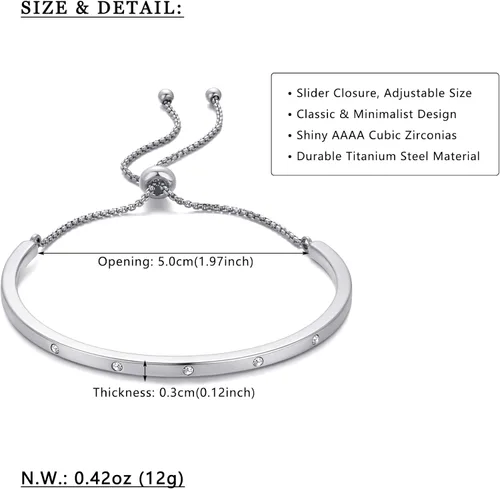 Miniatura 6 de WOWORAMA Pulseras deslizantes ajustables para mujer, pulsera de amistad para mujer, pulsera bolo de oro, oro blanco, oro rosa