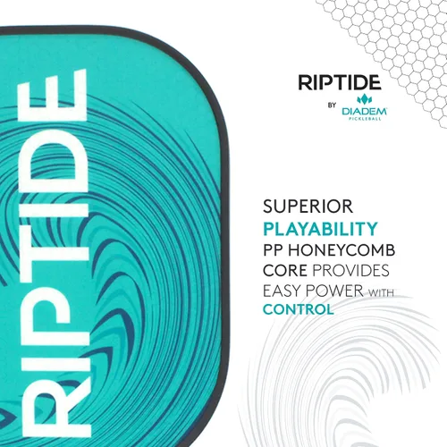 Miniatura 5 de Diadem Riptide - Paleta de pickleball Núcleo de panal de abeja, cara de fibra de vidrio Protector de bordes ultra elegante, fácil de balancear