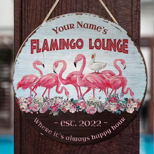 Miniatura 9 de Artsy Woodsy Letrero de madera de flamenco personalizado (no tallado ni neón), decoración de verano, decoración de playa tropical náutica costera 01