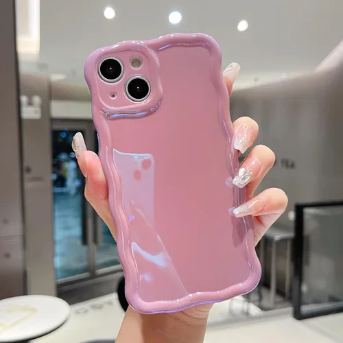 Miniatura 43 de FABSPARK Funda para iPhone 14 Pro Max, bonita funda colorida con láser, retro, exquisita, rizada, borde ondulado, protector estético de TPU suave