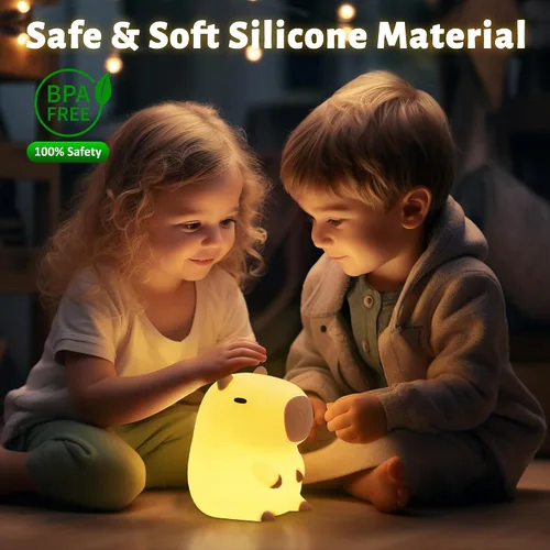 Miniatura 3 de Attivolife Capybara - Luz nocturna para niños, lámpara de noche de silicona animal recargable por USB, control táctil con regulador y temporizador