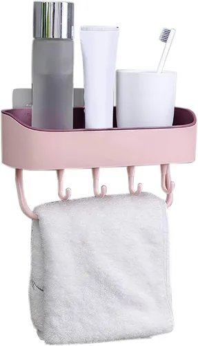 Miniatura 4 de Cicilin Estantes flotantes de plástico para baño, estantes de almacenamiento montados en la pared para cocina, baño, autoadhesivos, montados