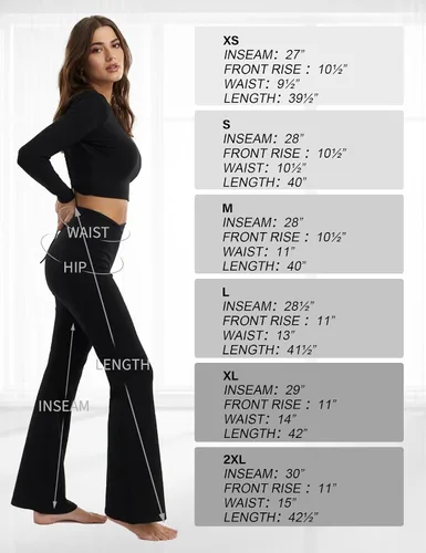 Miniatura 5 de ZOOSIXX Pantalones de yoga negros acampanados para mujer, leggings cruzados suaves con corte de bota