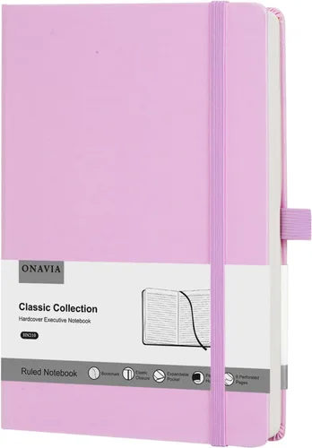 Miniatura 11 de ONAVIA Cuaderno de diario rayado A5, tapa dura, tamaño mediano de 5.5 x 8.3 pulgadas, 160 páginas de papel grueso de 3.53 oz/m², bloc de notas