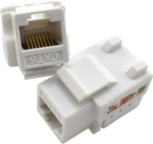 Miniatura 5 de Placa de pared Ethernet RJ45 CAT.6, paquete de 1 placa frontal de acoplador en línea de conector Keystone de red Cat6 con conector de módulo RJ45