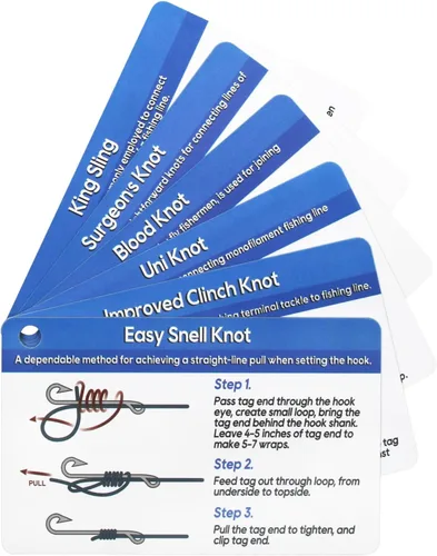 Miniatura 7 de Manual de nudos de pesca impermeables: 12 nudos fáciles Guía paso a paso y mini mosquetón Ideal para principiantes Pescar