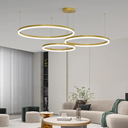 Miniatura 12 de Mikeru Lámpara LED moderna, lámpara colgante de techo con control remoto de 3000 a 6500 K, luz de temperatura de color ajustable para sala de estar