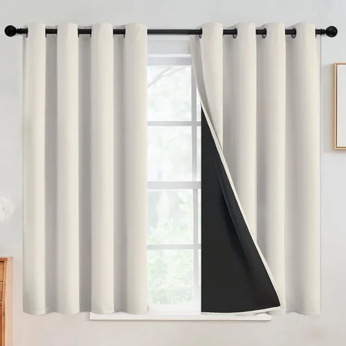 Miniatura 129 de SimpleHome - Cortinas opacas 100% para recámara, cortinas de ventana con ojales beige, con aislamiento térmico, cortinas de oscurecimiento