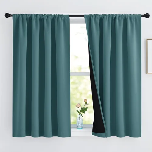 Miniatura 22 de NICETOWN Cortinas blancas 100% opacas, 2 capas gruesas completamente opacas con bolsillo para barra, cortinas aislantes térmicas para Blanco puro