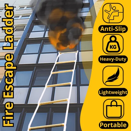 Miniatura 2 de ISOP Escaleras de incendios de 2 pisos con ganchos de 13 pies Escaleras de cuerda de escape de incendios del segundo piso Escalera de cuerda