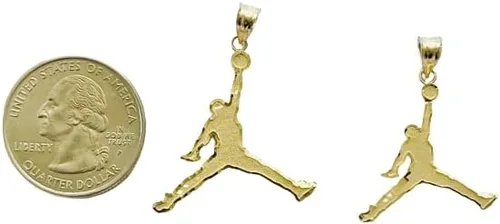 Miniatura 2 de Dije de oro amarillo macizo de 10 quilates con corte de diamante Jordan Jump Man