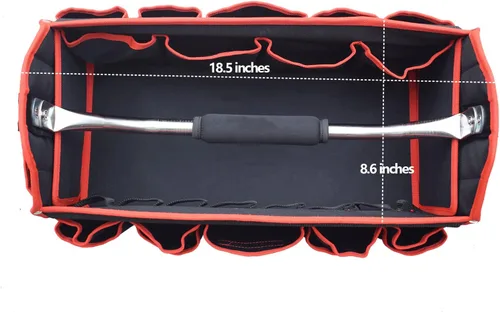 Miniatura 7 de TOOLEAGUE Bolsa de herramientas resistente de 19 pulgadas, 25 bolsillos, bolsas de herramientas de tela 1680D con base moldeada fuerte, organizador