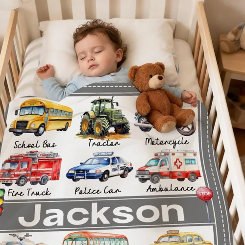 Miniatura 2 de Mantas con nombre personalizado, manta de transporte personalizada, manta de automóvil ultrasuave para niños y niñas, regalo de 40 x 50 pulgadas