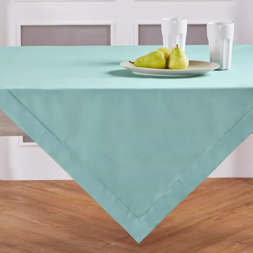 Miniatura 45 de Solino Home Mantel cuadrado de lino y algodón con vainica, 52 x 52 pulgadas, lavable a máquina para verano, 4 de julio