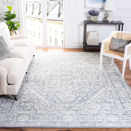 Miniatura 16 de SAFAVIEH - Alfombra de la colección Brentwood - 6' x 9', azul marino y gris claro, diseño envejecido con medallón, no desprende pelusa y fácil azul