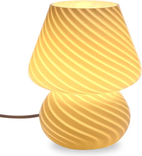 Miniatura 11 de Lámpara de Hongo, Lámparas de Mesa de Noche de Cristal Verde Murano Vintage Pequeñas de Mesita de Noche Lámpara de Escritorio Luz en Espiral