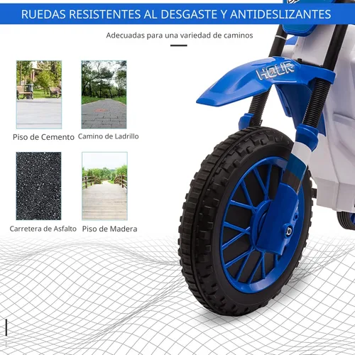 Miniatura 6 de Aosom Motocicleta para niños de 12V con neumáticos con banda de rodadura, bicicleta eléctrica de velocidad máxima de 5 mph para niños, motocicleta