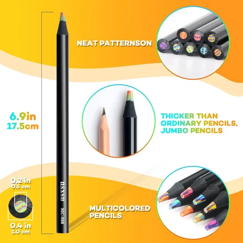 Miniatura 6 de nsxsu Suministros de arte para niños, adolescentes y adultos, 8 lápices arcoíris, suministros de dibujo, lápices de colores gigantes para dibujar