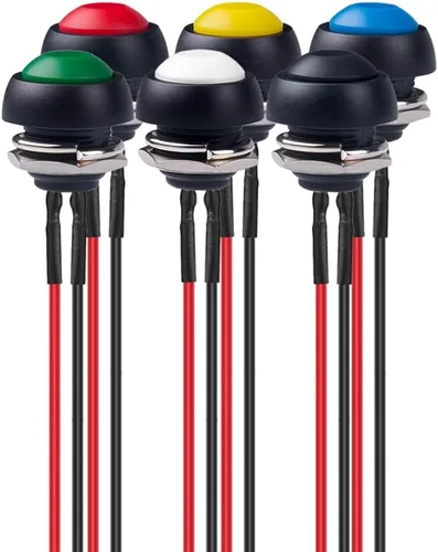 Miniatura 10 de Gebildet 24 interruptores de botón con pestillo de 0.472 pulgadas SPST ON/OFF AC 250V/1.5A 125V/3A, mini interruptor basculante redondo