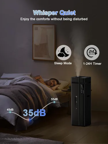Miniatura 6 de Humidificadores de 13L/3.4 galones para dormitorio, humidificador ultrasónico de niebla cálida y fría para habitación grande, cubre 800 pies