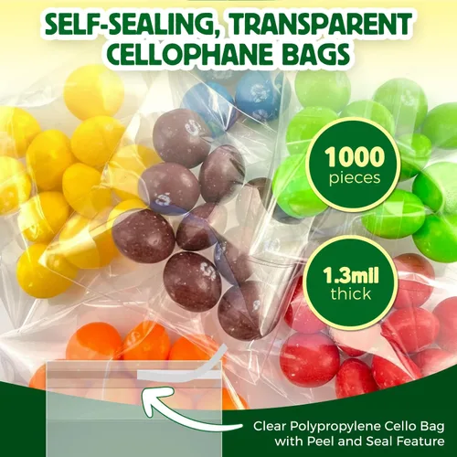 Miniatura 2 de Seal Fresh Bolsas de celofán autosellantes, 2 x 3 pulgadas (1000 unidades), bolsa de plástico transparente resellable para violonchelo, bolsas