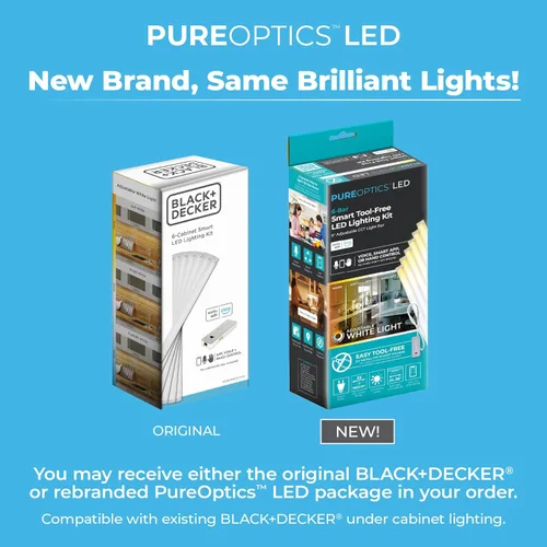 Miniatura 2 de PureOptics LED Funciona con Alexa Kit de iluminación inteligente para debajo del gabinete, LED ajustables, (6) barras de 9 pulgadas, color blanco
