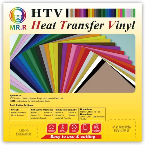 Miniatura 4 de MR.R HTV Paquete de 12 vinilos de transferencia de calor de color azul real, hojas de vinilo de 12 x 10 pulgadas, vinilo para planchar para máquina