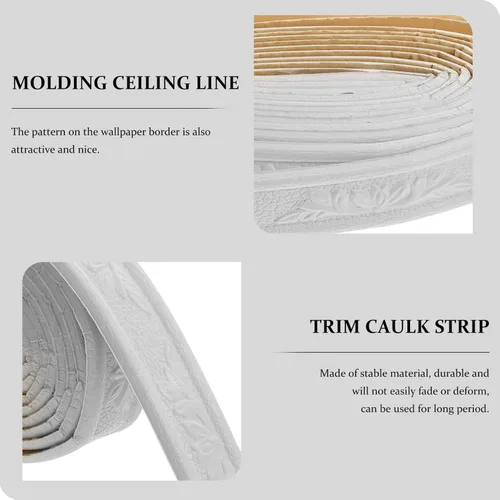 Miniatura 6 de 2 rollos de papel tapiz autoadhesivo con borde autoadhesivo de espuma blanca, líneas de pared decorativas adhesivas, borde de molduras para zócalos