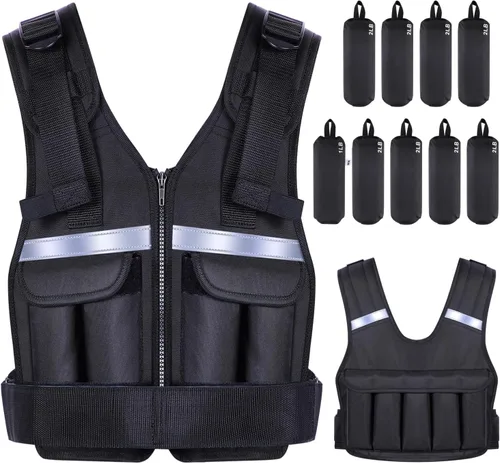 Miniatura 8 de Sportneer Chaleco con Peso Ajustable Pesos: 2-18 lbs/2-40 lbs Chaleco de Peso Lavable para Caminar 16 en 1 Chaleco de Ajuste Rápido para Rucking