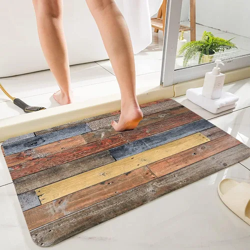 Miniatura 37 de Alfombra antideslizante de espuma de esponja de pelo bajo para puerta de baño, alfombras separadas a prueba de deslizamiento, alfombra de ilusión