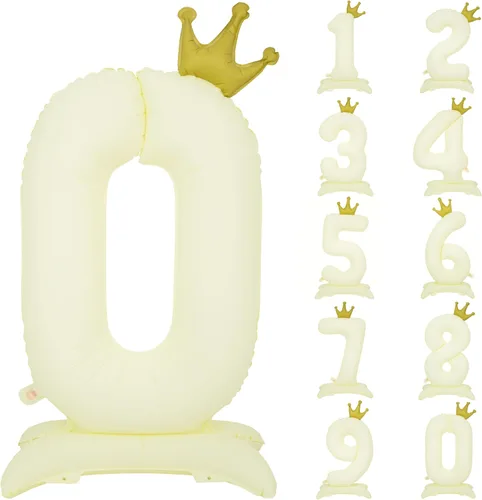 Miniatura 20 de Globos de aluminio grandes con corona negra número 0 para niños y niñas, cumpleaños, boda, aniversario, fiesta, baby shower, suministros 0