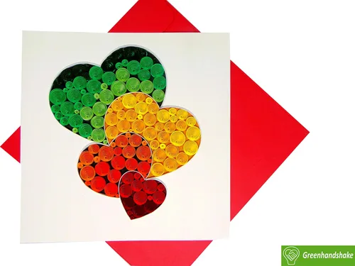 Miniatura 6 de GREENHANDSHAKE Art 4 corazones, tarjeta de felicitación de arte quilling para cumpleaños, día de San Valentín, día de la madre, aniversario