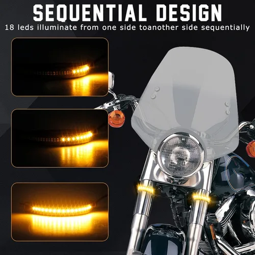 Miniatura 2 de Tira de luces direccionales para motocicleta, intermitentes LED universales flexibles de 12V compatibles con Harley Cafe Racer, moto de doble uso